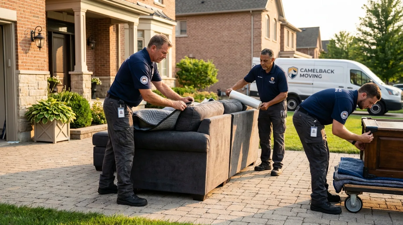 Large estate moving crew wrapping furniture in Nutley, NJ